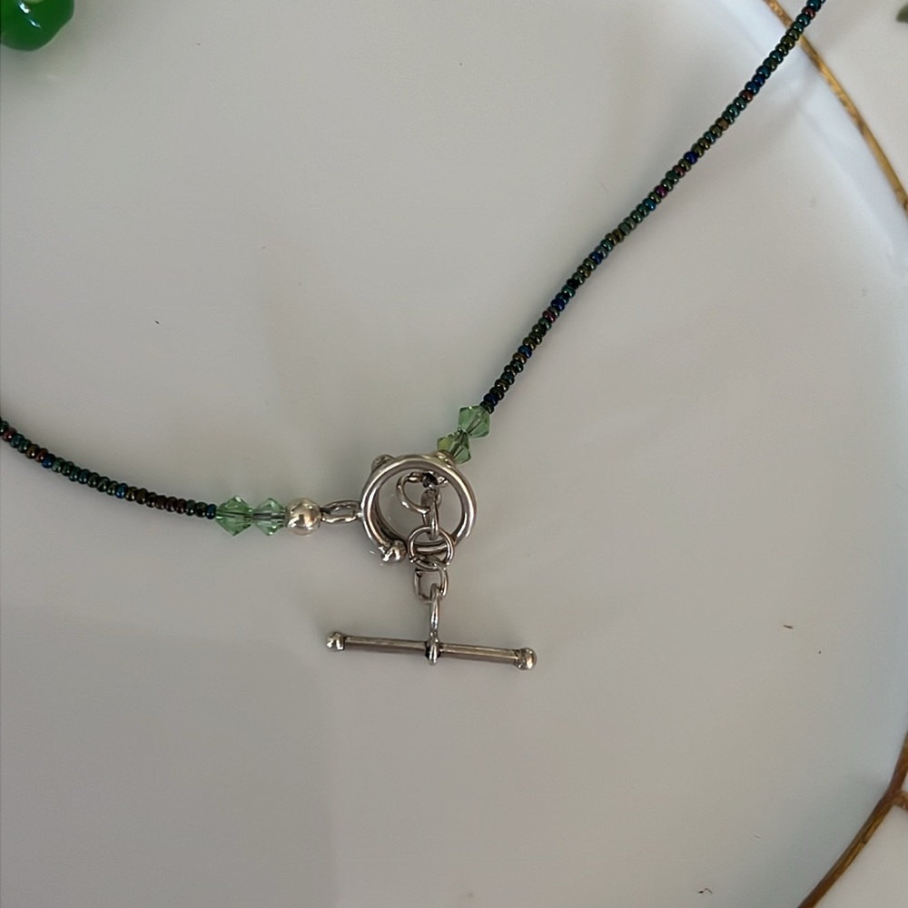Glass Bead and Sterling Necklace - Picture 9 of 10